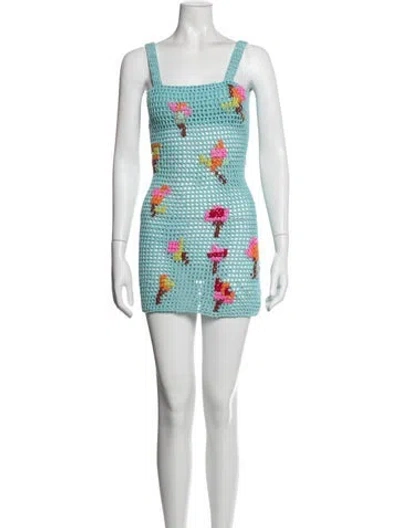 Pre-owned Tach Clothing Graphic Print Square Neckline Sweater In Neutrals