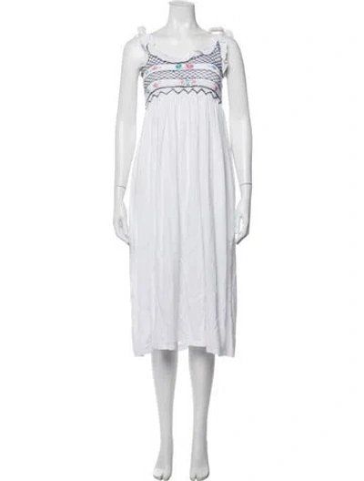 Pre-owned Tach Clothing Linen Long Dress In White