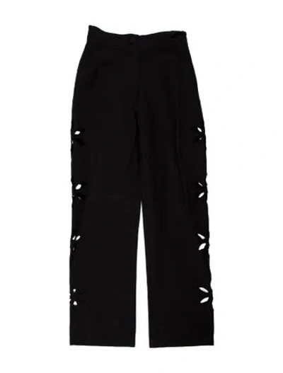 Pre-owned Tach Clothing Linen Straight Leg Pants In Black