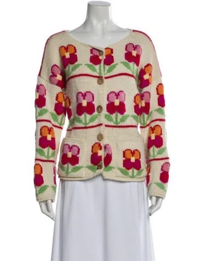 Pre-owned Tach Clothing Merino Wool Floral Print Sweater In Multi