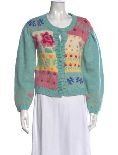 Pre-owned Tach Clothing Merino Wool Floral Print Sweater In Multi