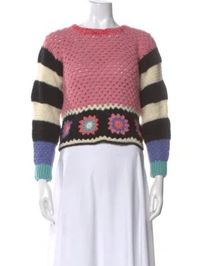 Pre-owned Tach Clothing Merino Wool Striped Sweater In Pink