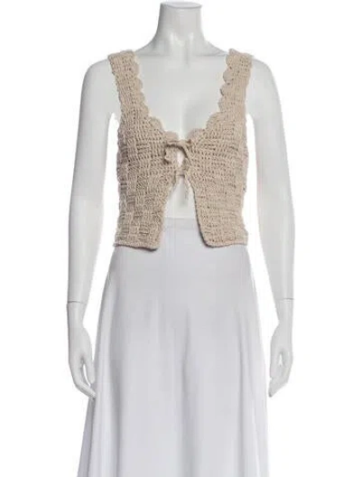 Pre-owned Tach Clothing Merino Wool V-neck Crop Top W/ Tags In White