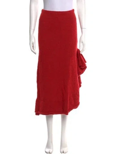 Pre-owned Tach Clothing Ruffle Embellishment Midi Length Skirt W/ Tags In Red