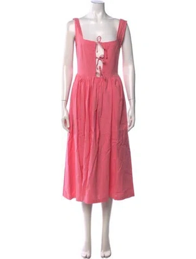 Pre-owned Tach Clothing Square Neckline Midi Length Dress In Pink