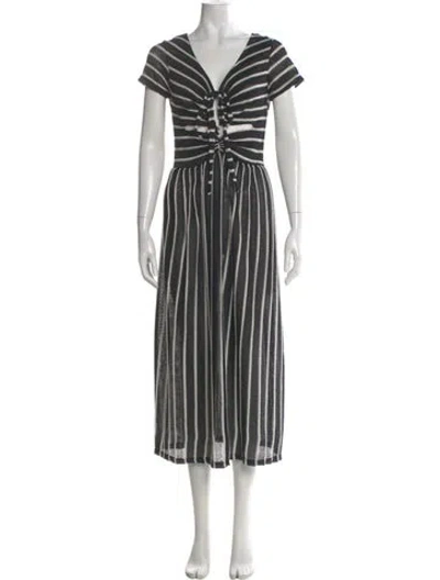 Pre-owned Tach Clothing Striped Long Dress In Black