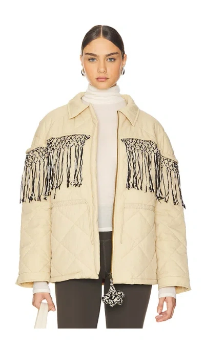 Tach Clothing Tiara Puffer With Handknitted Tassels In 베이지