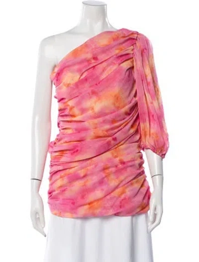 Pre-owned Tach Clothing Tie-dye Print One-shoulder Top In Pink