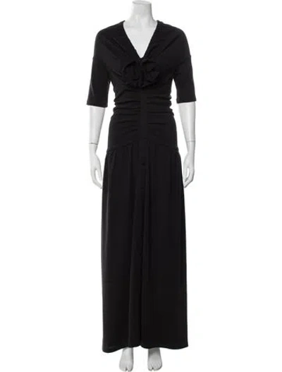 Pre-owned Tach Clothing V-neck Long Dress In Black
