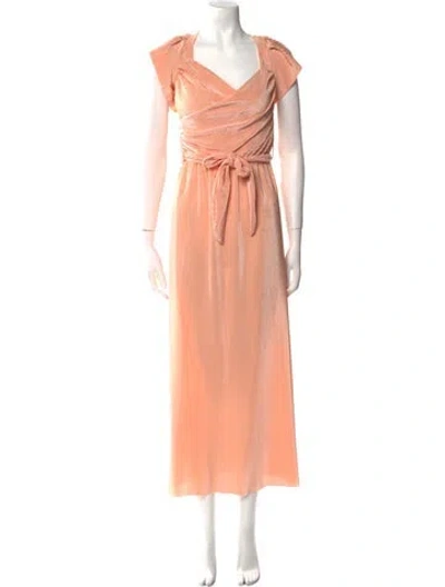 Pre-owned Tach Clothing V-neck Long Dress In Orange