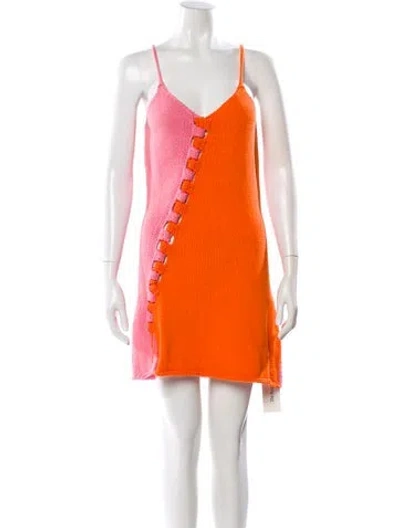 Pre-owned Tach Clothing V-neck Mini Dress In Orange