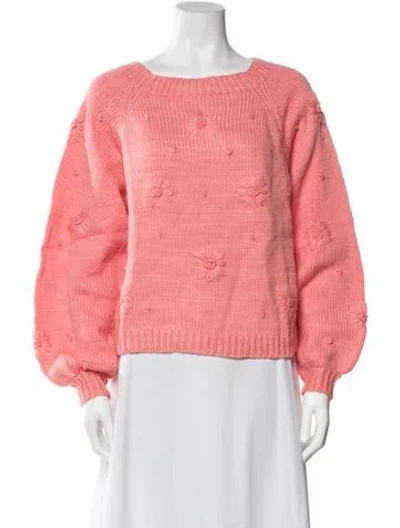 Pre-owned Tach Clothing Wool Scoop Neck Sweater In Pink