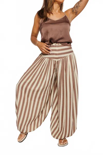 Tach Nova Baggy Striped Pant In Brown