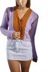 Tach Rosa Cardigan In Lilac Brown In Purple