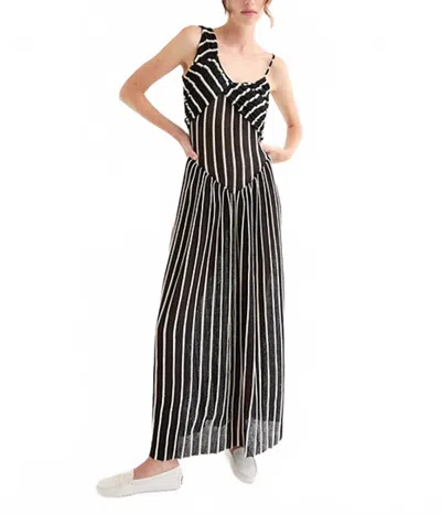 Tach Striped Knitted Maxi Dress In Ikia Black In Multi