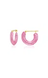 Tacit 14k Yellow Gold Balloon Huggies In Pink