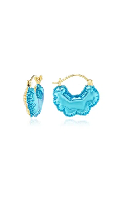 Tacit 14k Yellow Gold Cloud Hoops In Blue