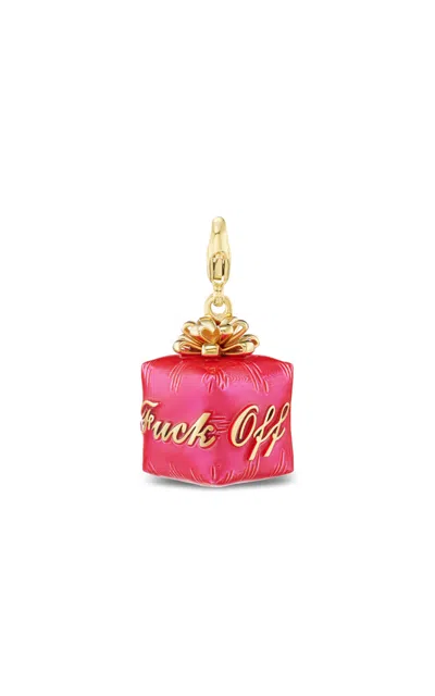 Tacit 14k Yellow Gold Gift Box Pendant In Pink