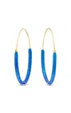 Tacit 14k Yellow Gold Large Balloon Color Hoops In Blue