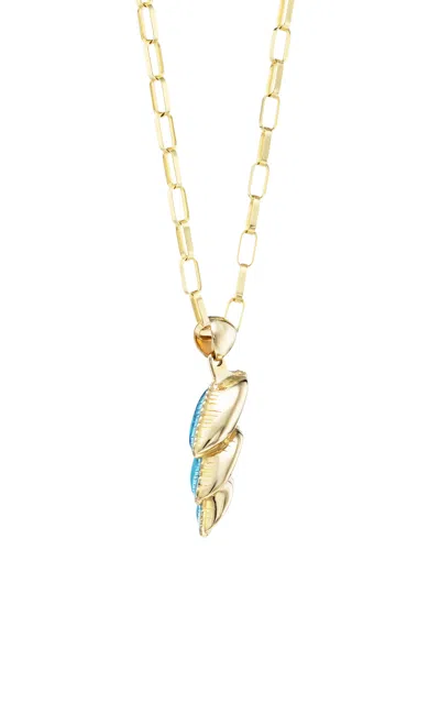 Tacit 14k Yellow Gold Lightning Bolt Necklace In Blue