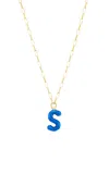 Tacit 14k Yellow Gold Mini Color Balloon Letter Necklace In Blue