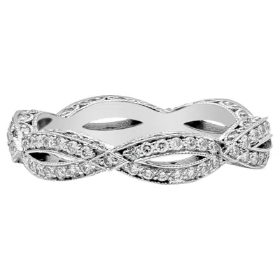 Pre-owned Tacori 0.60 Carats Round Diamond Crossover Eternity Wedding Band Ring In Multi