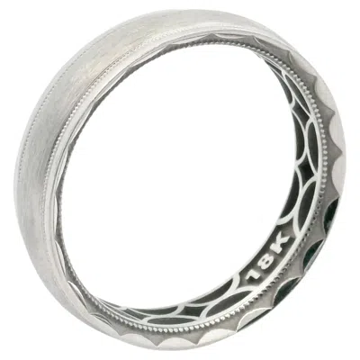 Pre-owned Tacori 106-6wb 6mm Men's Wedding Band 18k White Gold, Brushed And High Polish
