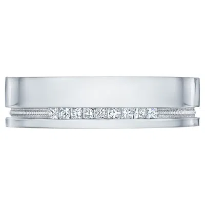 Pre-owned Tacori 108-6wd Men's Crescent Ring In 18k White Gold