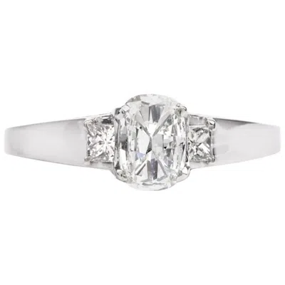 Pre-owned Tacori 1.13 Carat Gia Cushion Diamond Platinum Three-stone Engagement Ring In Multi