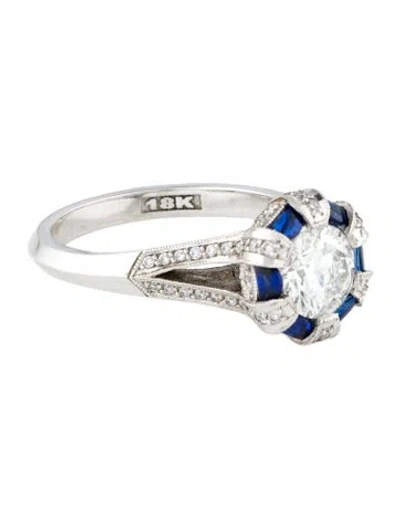 Pre-owned Tacori 18k 1.12ctw Diamond & Synthetic Sapphire Engagement Ring In Multi
