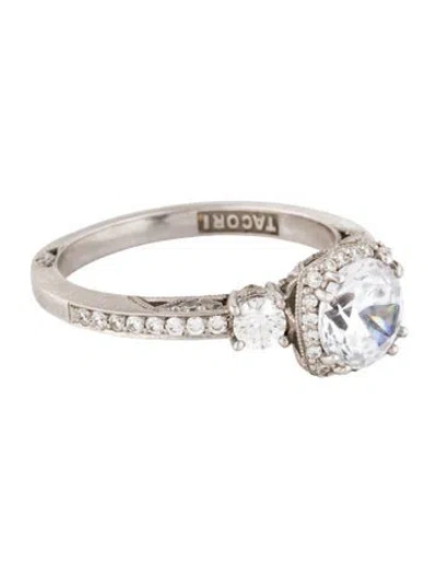 Pre-owned Tacori 18k Cubic Zirconia & Diamond Engagement Ring In Multi