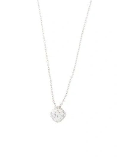 Pre-owned Tacori 18k Cubic Zirconia & Diamond Pendant Necklace, 18" In Transparent