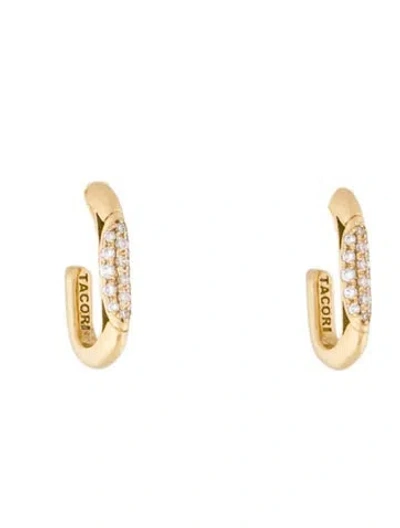 Pre-owned Tacori 18k Diamond Crescent Eclipse Huggie Hoop Earrings In Multi