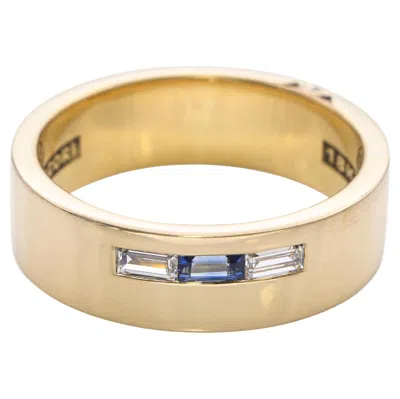 Pre-owned Tacori 18k Yellow Gold Sapphire Diamond Men's Wedding Band