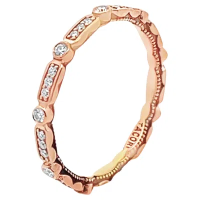 Pre-owned Tacori 202-2etpk Sculpted Crescent 18k Pink Gold 0.27 Ct Diamond Eternity Ring