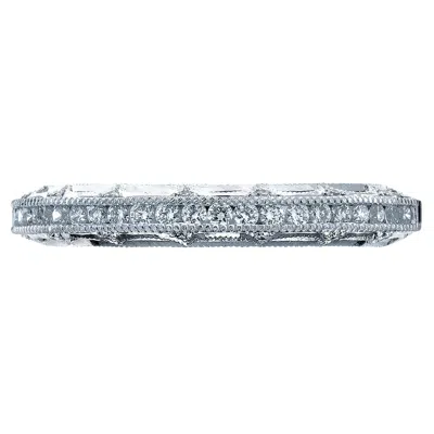 Pre-owned Tacori 2617 18k White Gold Half Way 0.25 Ct Diamond Hand Engraved Band Ring