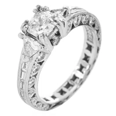 Pre-owned Tacori 2.61cts Diamond 3 Stone Platinum Engagement Ring In Multi