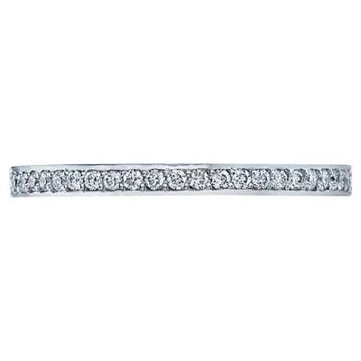 Pre-owned Tacori 2630 18k White Gold Dantela Wedding Band With Half Way Diamonds 0.22 Cts