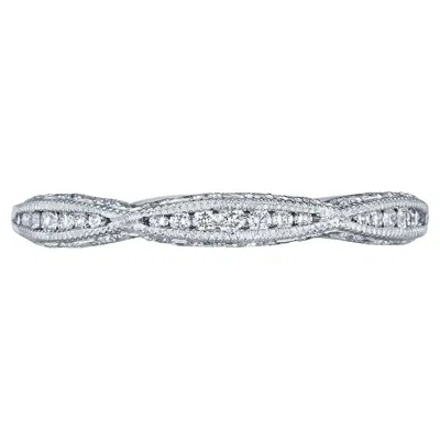 Pre-owned Tacori 2645 18k White Gold Half Way Classic Crescent Wedding Band With Diamonds