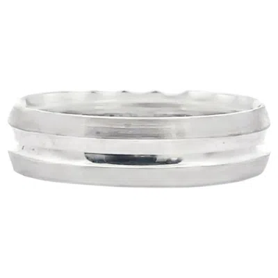 Pre-owned Tacori 72-6ws 18k White Gold Men's 6mm Band With Satin Eternity Crescent Design