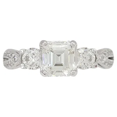 Pre-owned Tacori Asscher Cut Diamond 3-stone Engagement Ring In Multi
