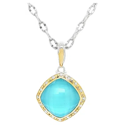 Pre-owned Tacori Barbados 18k Gold & Sterling Silver Turquoise Quartz Diamond Necklace In Multi