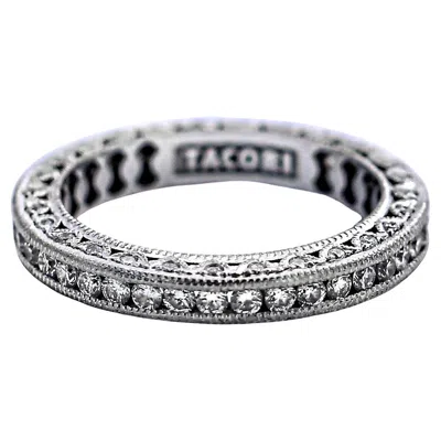 Pre-owned Tacori Classic Crescent 18k White Gold Diamond Eternity Band Size 5 1/2