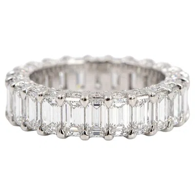 Pre-owned Tacori Crescent Royal Emerald & Round Diamond 18k White Gold Band