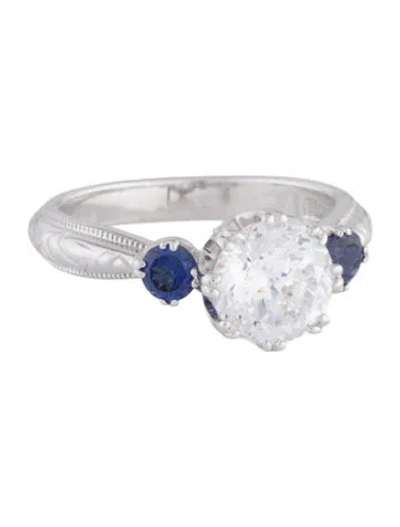 Pre-owned Tacori Cubic Zirconia & Synthetic Sapphire Cocktail Ring In Multicolor