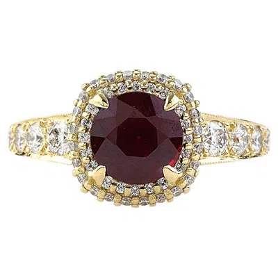Pre-owned Tacori Dantela 2.25 Cttw Ruby And Diamond Engagement Ring 18k Yellow Gold - 6.5