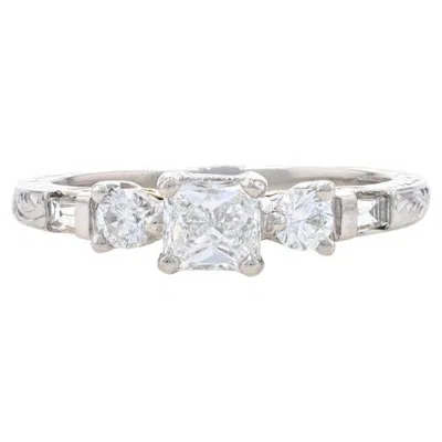 Pre-owned Tacori Diamond Engagement Ring Platinum Yellow Gold 18k .75ctw Three-stone 6 1/4