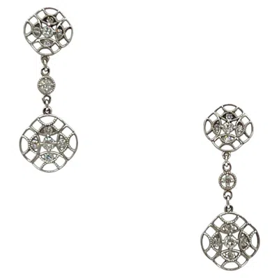 Pre-owned Tacori Estate  Dangle White Diamond Earrings In 18k White Gold