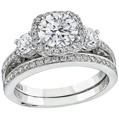 Pre-owned Tacori Gia 1.10 Carat Diamond Engagement Ring And Eternity Band Set In Multi