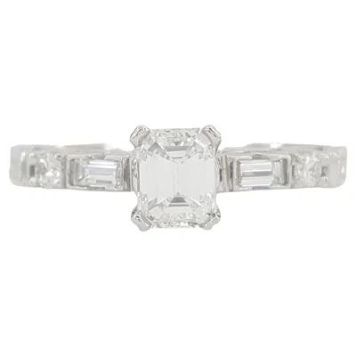 Pre-owned Tacori Gia Certified Emerald Cut Diamond Engagement Ring In Green